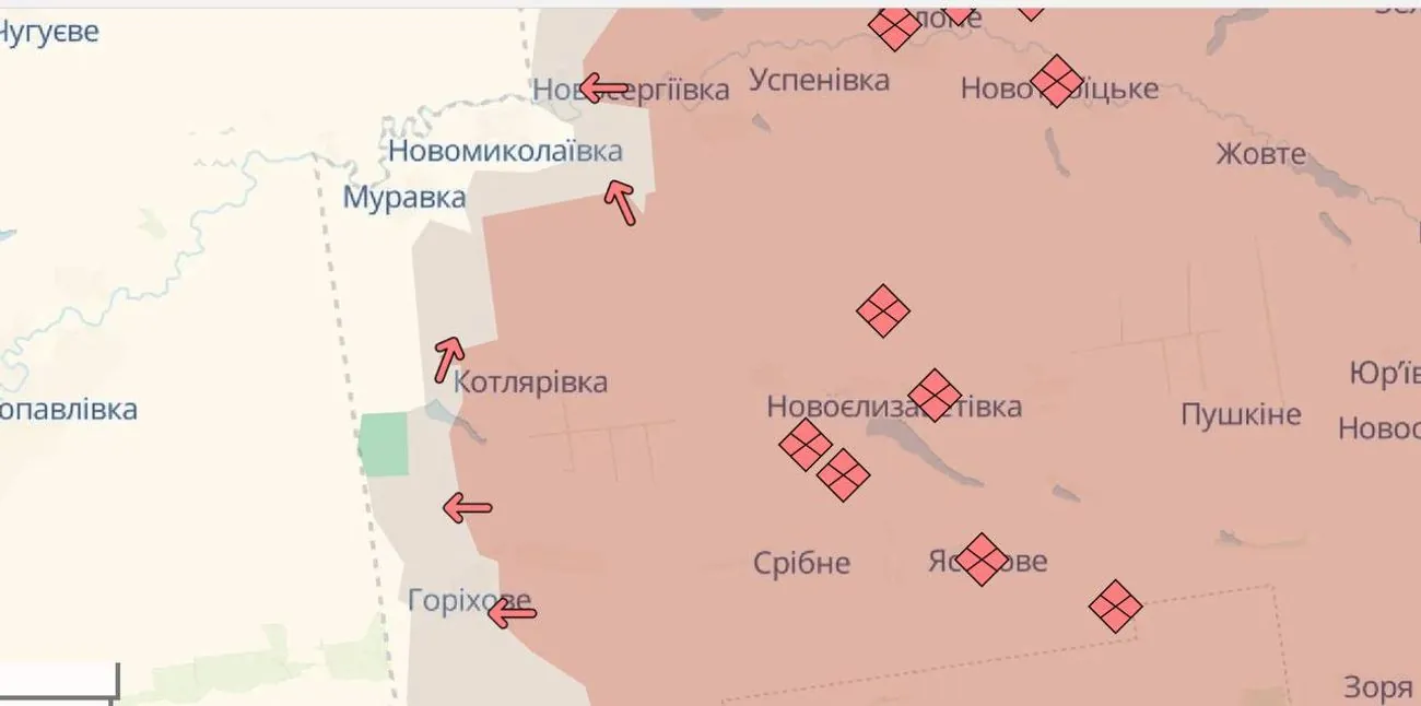 російські війська просунулися біля п'яти населених пунктів на Донеччині